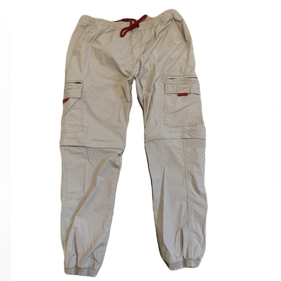 GUESS Men's L Beige Tan Convertible Zip-Off Cargo Pants Joggers - Picture 1 of 10